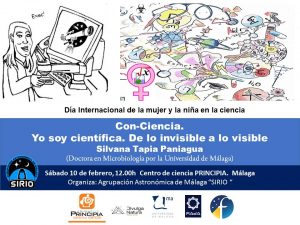 Cartel de la charla "Con-ciencia: yo soy científica. De lo invisible a lo visible"